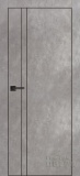 PX-20, гладкая матовая дверь под бетон c молдингом, черная кромка ALU Black (серый бетон)