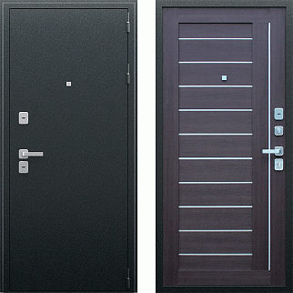 Дверь входная СБ-17, антик серебро/орех рифленый