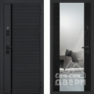Дверь входная с черной ручкой Галактика-173, панель с зеркалом, металл 1.5 мм, 2 замка, черный/венге