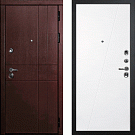 Дверь входная С-2/Панель эмаль Смальта Лайн 02, орех премиум/белый Ral 9003