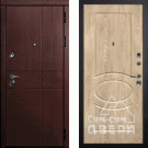 Дверь входная С-2/Панель экошпон Сиена-1, металл 1.5 мм, 2 замка, орех премиум/дуб песочный