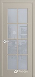 Межкомнатная дверь Аврора-ФП3, дверь с английской решеткой, стекло сатин матовый, эмаль латте