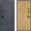 Дверь входная Скандинавия, бетон антрацит/дуб золотистый