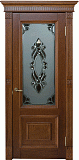 Межкомнатная дверь Империал-3, массив кавказского дуба, дверь остекленная (бренди)