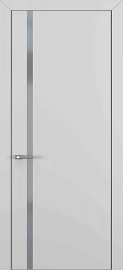 Квалитет К-1, гладкая дверь с вертикальным стеклом, с алюминиевой кромкой, серый матовый