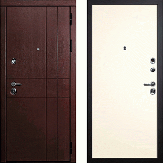 Дверь входная С-2/Гладкая панель ПВХ, металл 1.5 мм, 2 замка, орех премиум/магнолия