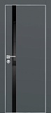 Межкомнатная дверь PX-8, гладкая матовая дверь со стеклом, кромка ALU (графит)