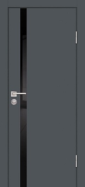 Дверь межкомнатная матовая P-8, стекло лакобель черный (графит)