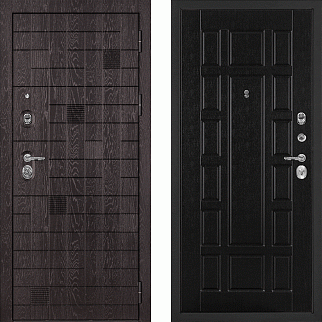 Дверь входная Нона-36/Панель экошпон PR-124, металл 1.5 мм, 2 замка KALE, горький шоколад/венге