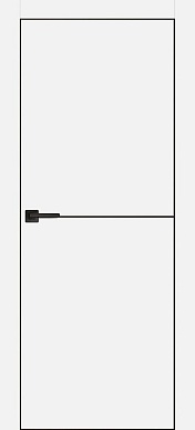 PX-19, гладкая матовая дверь c молдингом, черная кромка ALU Black (белый)