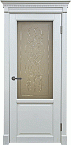 Межкомнатная дверь Классика-1, остекленная дверь из массива бука (эмаль айсберг)