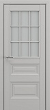 Межкомнатная дверь Классика Ампир АК, багет B2, стекло английская решетка (матовый серый)
