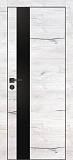 Межкомнатная дверь PX-10, гладкая дверь под дерево со стеклом, черная кромка ALU Black (дуб арктик)