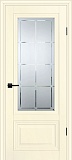Межкомнатная дверь ДО PSC-37, стекло сатинат с гравировкой (магнолия)