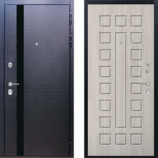 Дверь входная Люкс 3D, мозаика черная/183 белая сосна