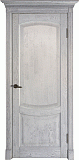 Межкомнатная дверь Классика-1, массив дуба, дверь глухая (белый/серебро)