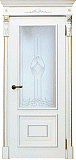 Межкомнатная дверь Империал-2, массив бука, дверь остекленная с патиной (айсберг)