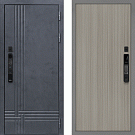 Дверь входная Скандинавия с электронным замком, бетон антрацит/эвкалипт португальский