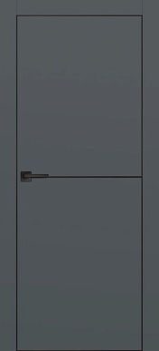 PX-19, гладкая матовая дверь c молдингом, черная кромка ALU Black (графит)