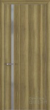 Квалитет К-1, гладкая дверь с вертикальным стеклом, с алюминиевой кромкой, экошпон, дуб серый