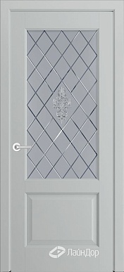 Кантри-К, дверь неоклассика со стеклом Лилия, эмаль серая