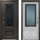 Дверь уличная с терморазрывом и стеклом Айсберг, муар коричневый/сосна белая