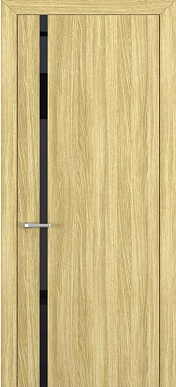 Квалитет К-1, гладкая дверь с вертикальным стеклом, экошпон, дуб натуральный