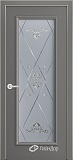 Межкомнатная дверь Валенсия-1, дверь с патиной, со стеклом Прима, эмаль кварц