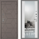 Дверь входная Тетра-181/PR-71Z с зеркалом, коричнево-серый/белый