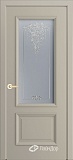 Межкомнатная дверь Кантри-П, классическая дверь со стеклом Версаль, эмаль латте