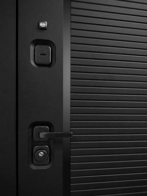 Дверь входная с черной ручкой Галактика-173/Панель PR-173, металл 1.5 мм, 2 замка, черный/белый