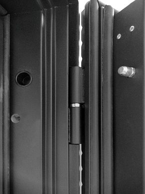 Дверь входная с черной ручкой Галактика-173, панель с зеркалом, металл 1.5 мм, 2 замка, черный/белый