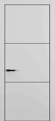 Квалитет К-11, гладкая дверь с молдингом, с черной кромкой Alu Black, цвет - серый матовый