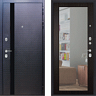 Дверь входная Люкс 3D, мозаика черная/венге, зеркало Стандарт