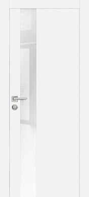 PX-10, гладкая матовая дверь со стеклом, кромка ALU (белый)