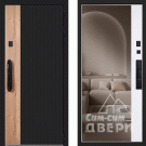 Дверь входная с электронным замком Легион с зеркалом, черная шагрень/белый