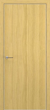 Квалитет К-7, гладкая дверь экошпон, с алюминиевой кромкой, дуб натуральный