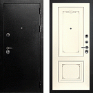 Дверь входная С-1/Панель эмаль Смальта-14, металл 1.5 мм, 2 замка, титан/слоновая кость Ral 1013, патина шампань