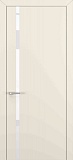 Межкомнатная дверь Квалитет К-1, гладкая дверь ПВХ с вертикальным стеклом, матовый крем