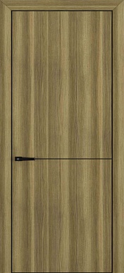 Квалитет К-10, гладкая дверь экошпон, с черной алюминиевой кромкой, дуб серый