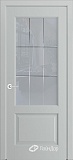 Межкомнатная дверь Кантри-К, дверь неоклассика со стеклом Решетка-2, эмаль серая