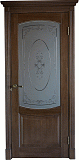 Межкомнатная дверь Классика-1, массив дуба, дверь остекленная (орех)