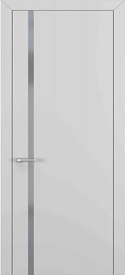 Квалитет К-1, гладкая дверь ПВХ с вертикальным стеклом, серый матовый