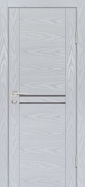 Дверь межкомнатная экошпон PSM-4, стекло лакобель серый (дуб скай серый)