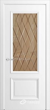 Кантри-П, классическая дверь со стеклом Лондон, белая эмаль