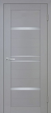 Дверь межкомнатная экошпон Деко-18, со стеклом сатинат светлый (серый тик)