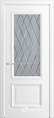 Кантри-П, классическая дверь со стеклом Лондон, белая эмаль