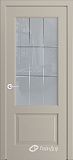Межкомнатная дверь Кантри-К, дверь неоклассика со стеклом Решетка-2, эмаль латте