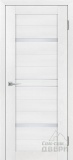 Дверь межкомнатная экошпон Деко-18, со стеклом сатинат светлый (белый тик)