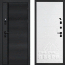 Дверь входная с черной ручкой Галактика-173/Панель PR-35, металл 1.5 мм, 2 замка, черный/белый